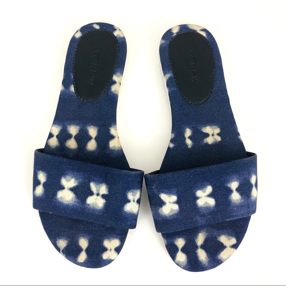 J. Crew Abbot Slide Tie Dye Ikat Print Navy